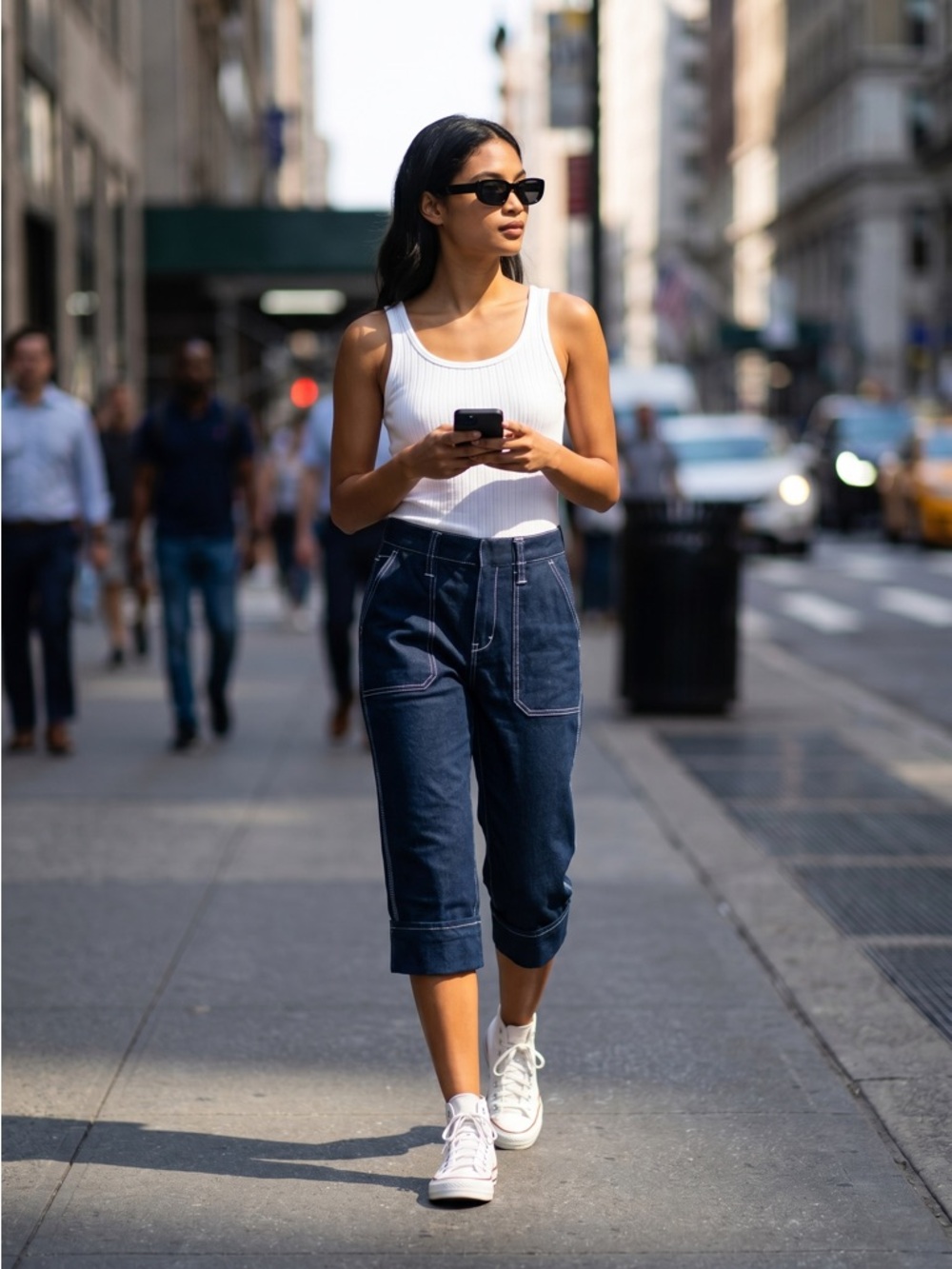 Chloé Blue Capri Jeans Cropped Straight Leg High Rise Size EU 36
